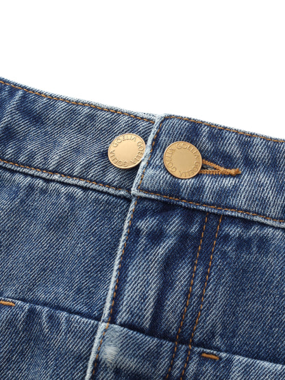 100% Cotton Denim Adjustable Waist Women Skirt