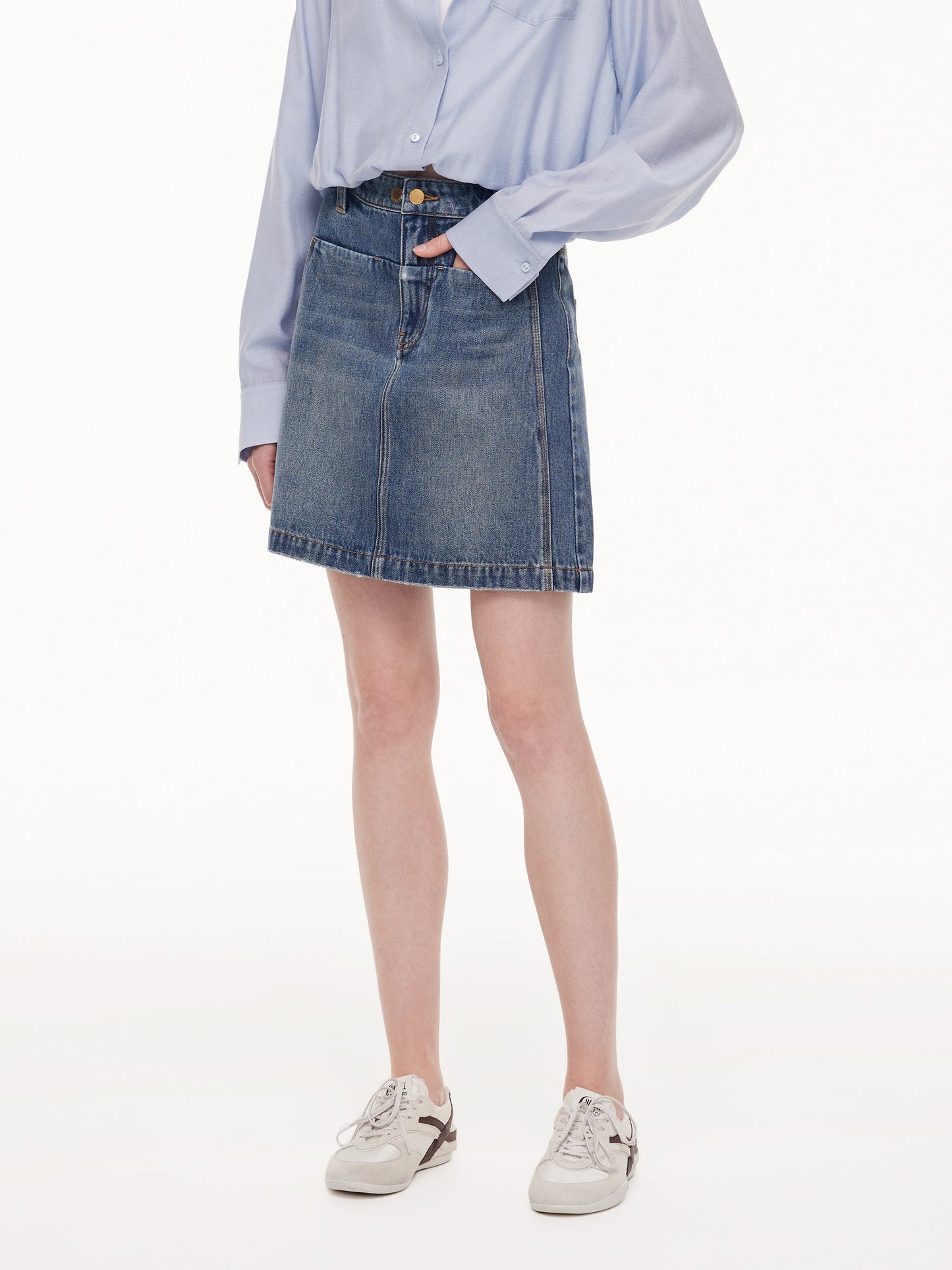 100% Cotton Denim Adjustable Waist Women Skirt