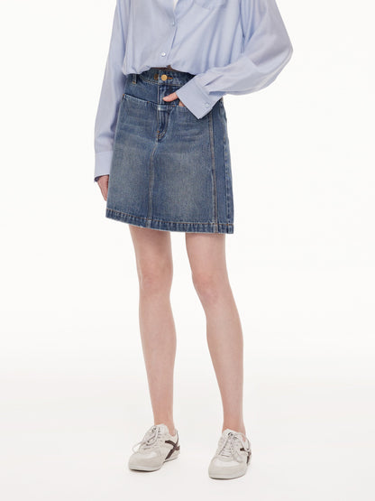100% Cotton Denim Adjustable Waist Women Skirt