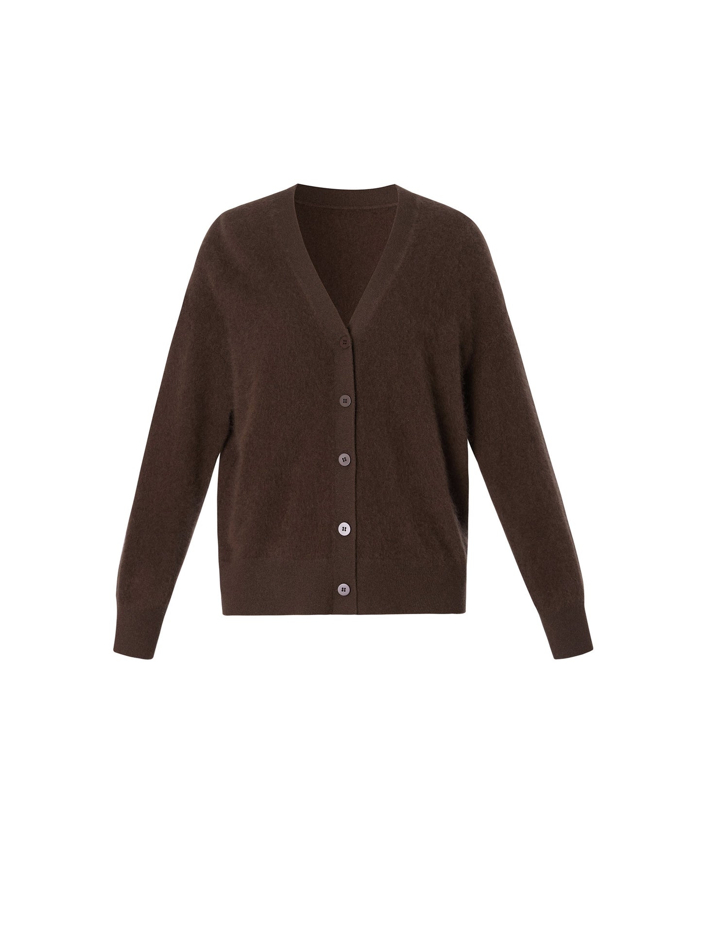 100% Brushed Wool V-Neck Women Cardigan