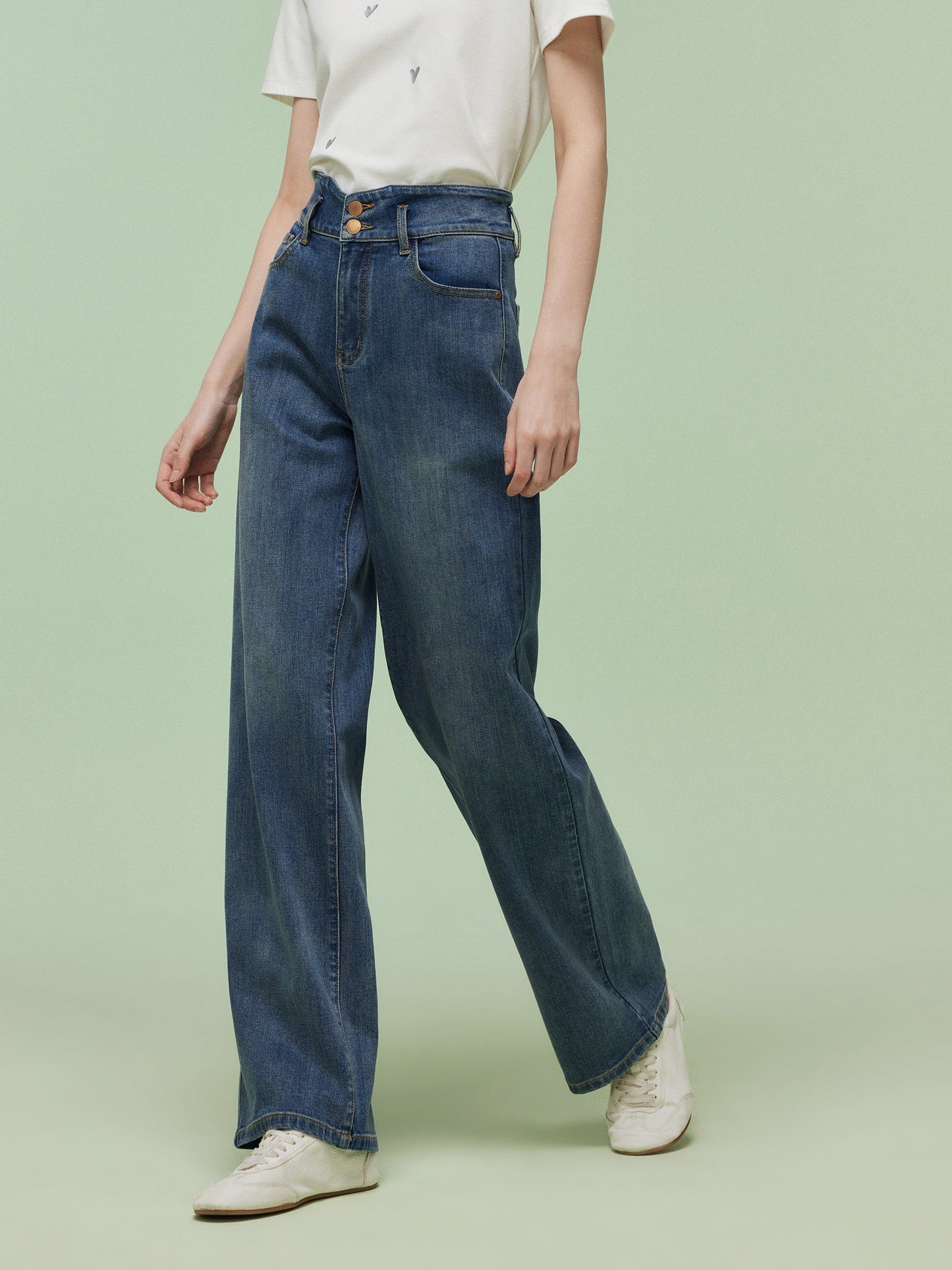 Denim Women High-Waisted Straight Leg Jeans