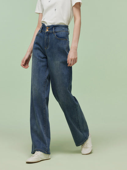 Denim Women High-Waisted Straight Leg Jeans