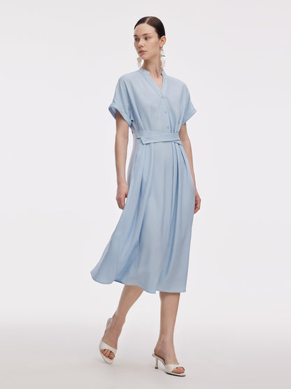 100% Acetate Adjustable Waist Women Midi Dress