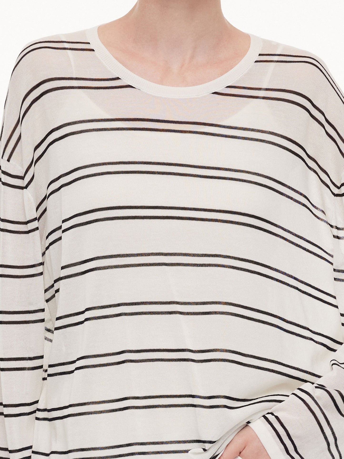 Lyocell Mulberry Silk Blend Stripe Women Knit Top
