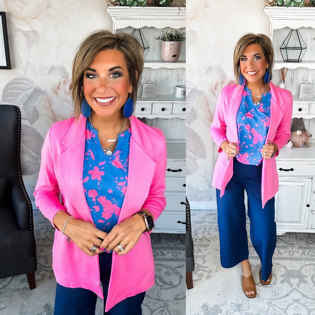 Magic 3/4 Sleeve Blazer - Dark Pink