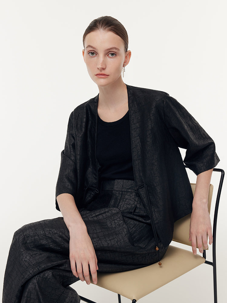 18 Momme Xiang Yun Silk Mandarin Button Women Crop Jacket
