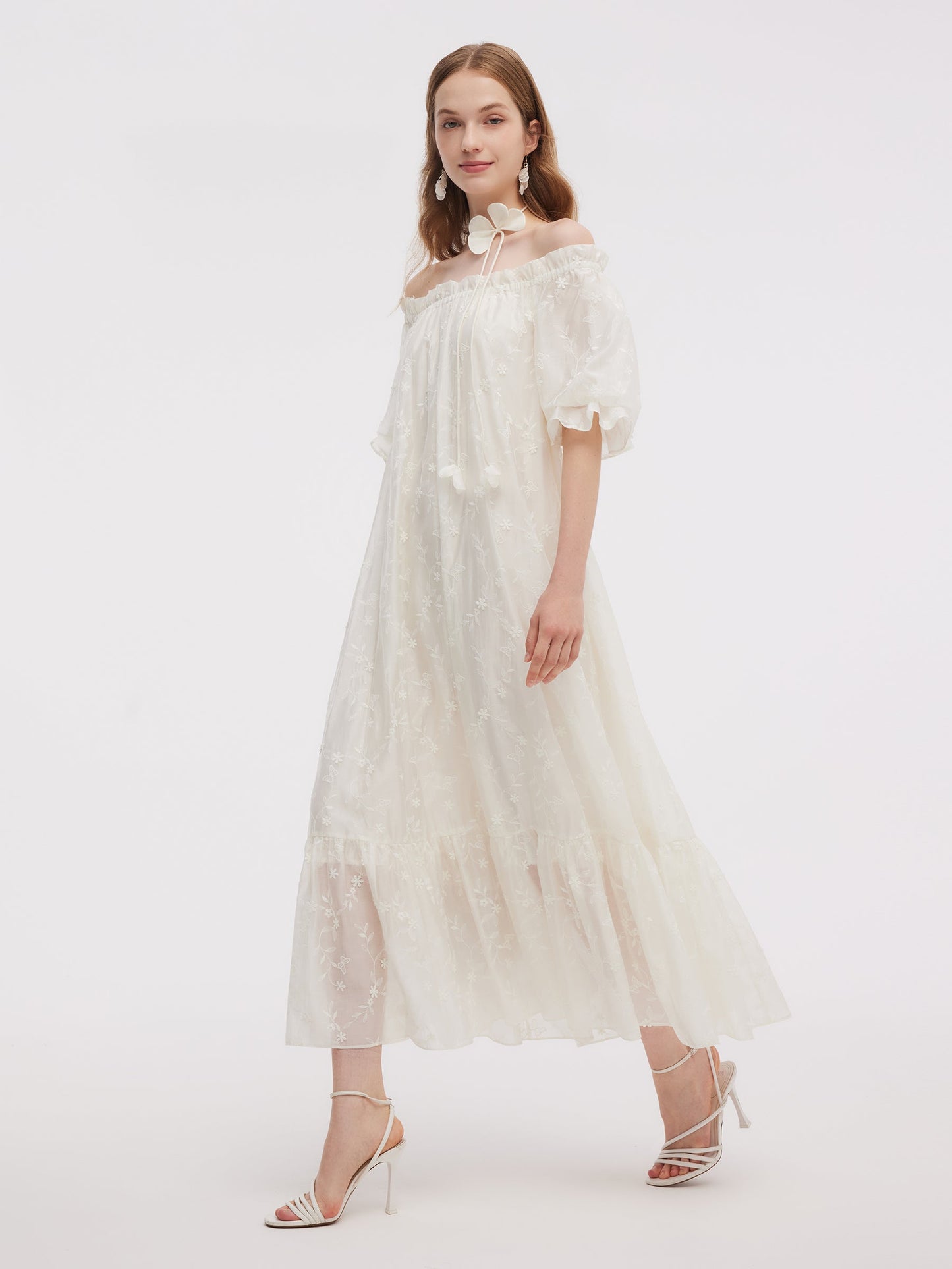 Tencel Blend Embroidered Women Maxi Dress