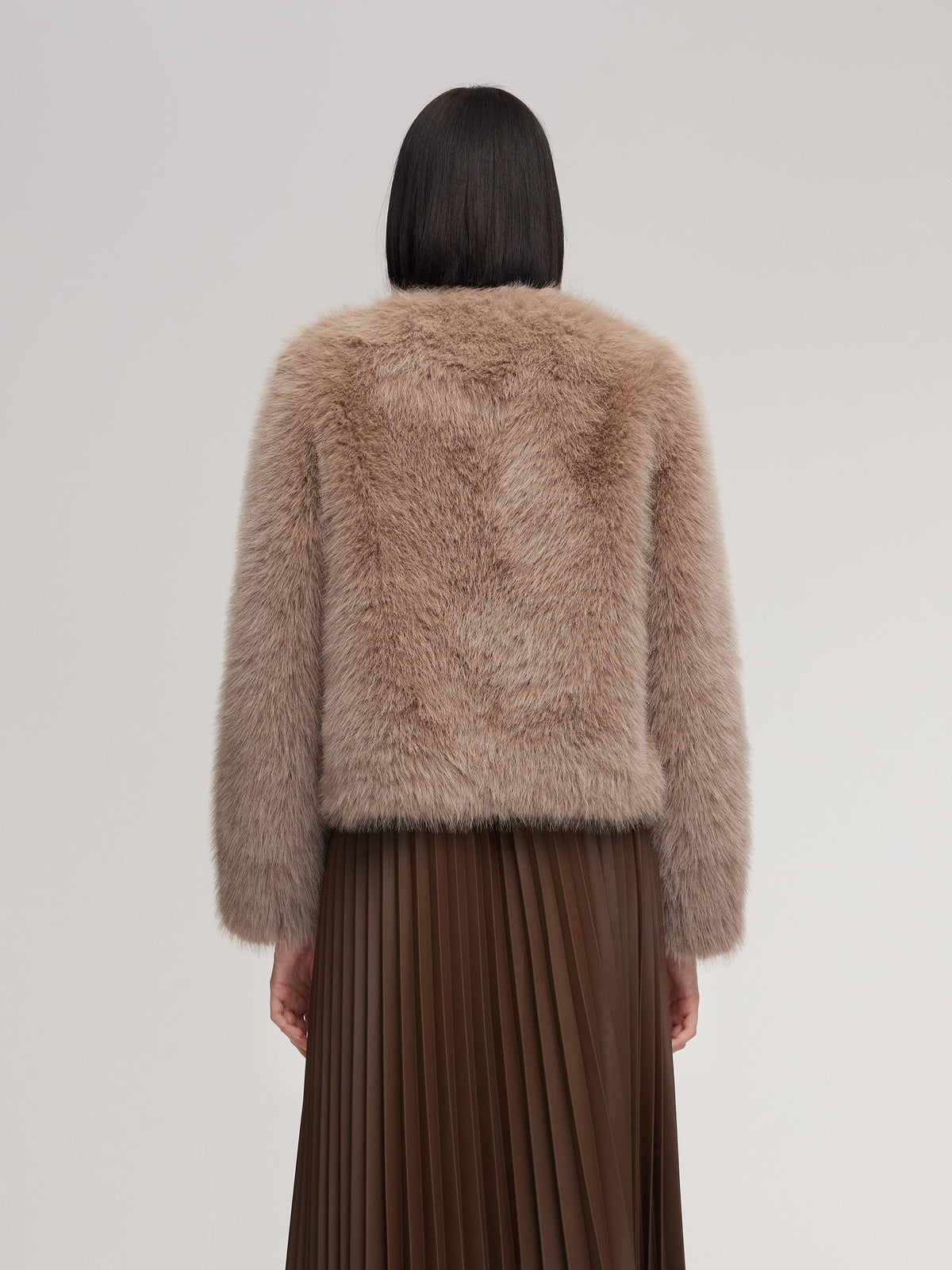 Eco-friendly Fur V-Neck Women Coat