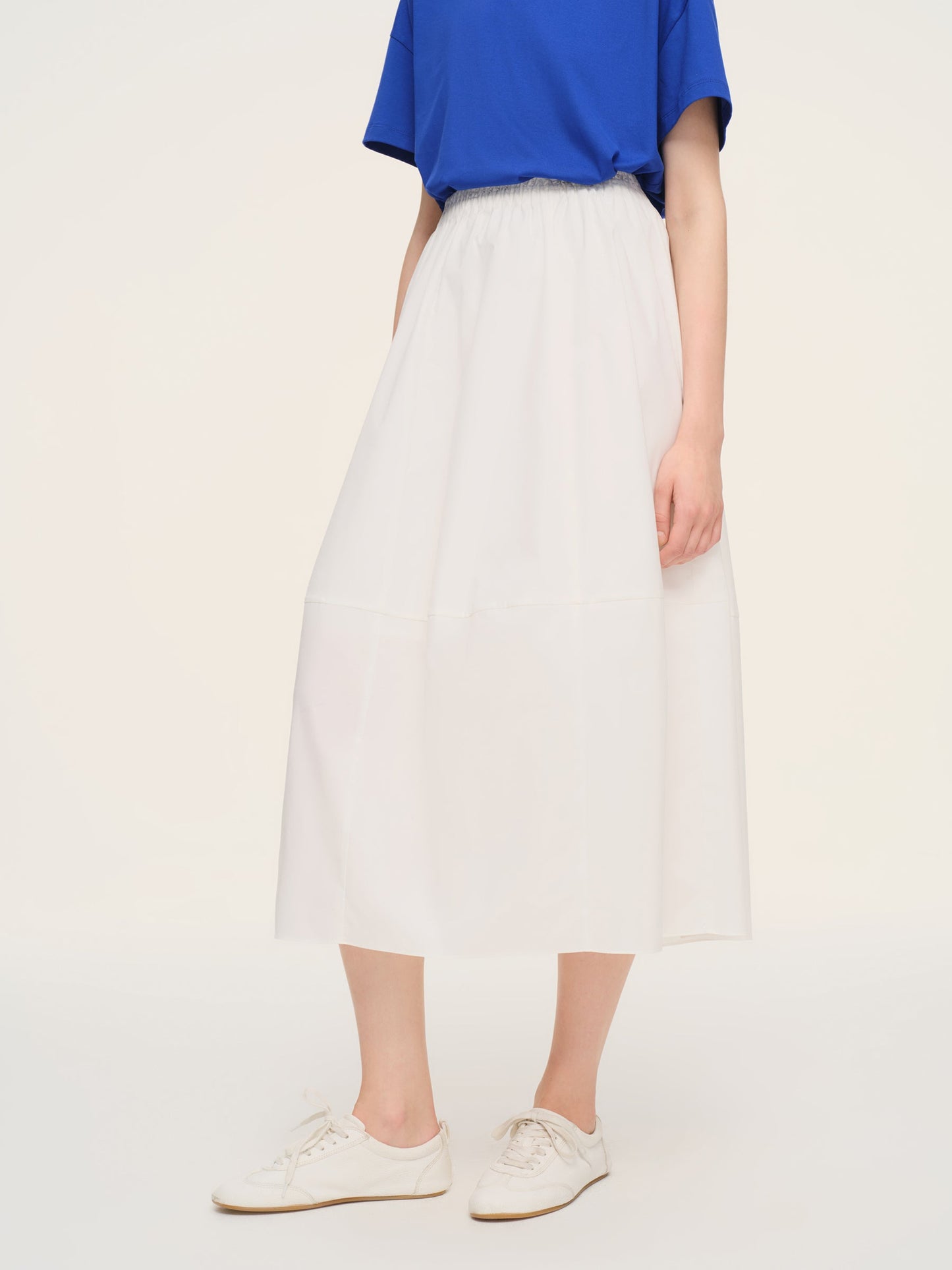 Cotton Blend Elastic Waist Women Skirt