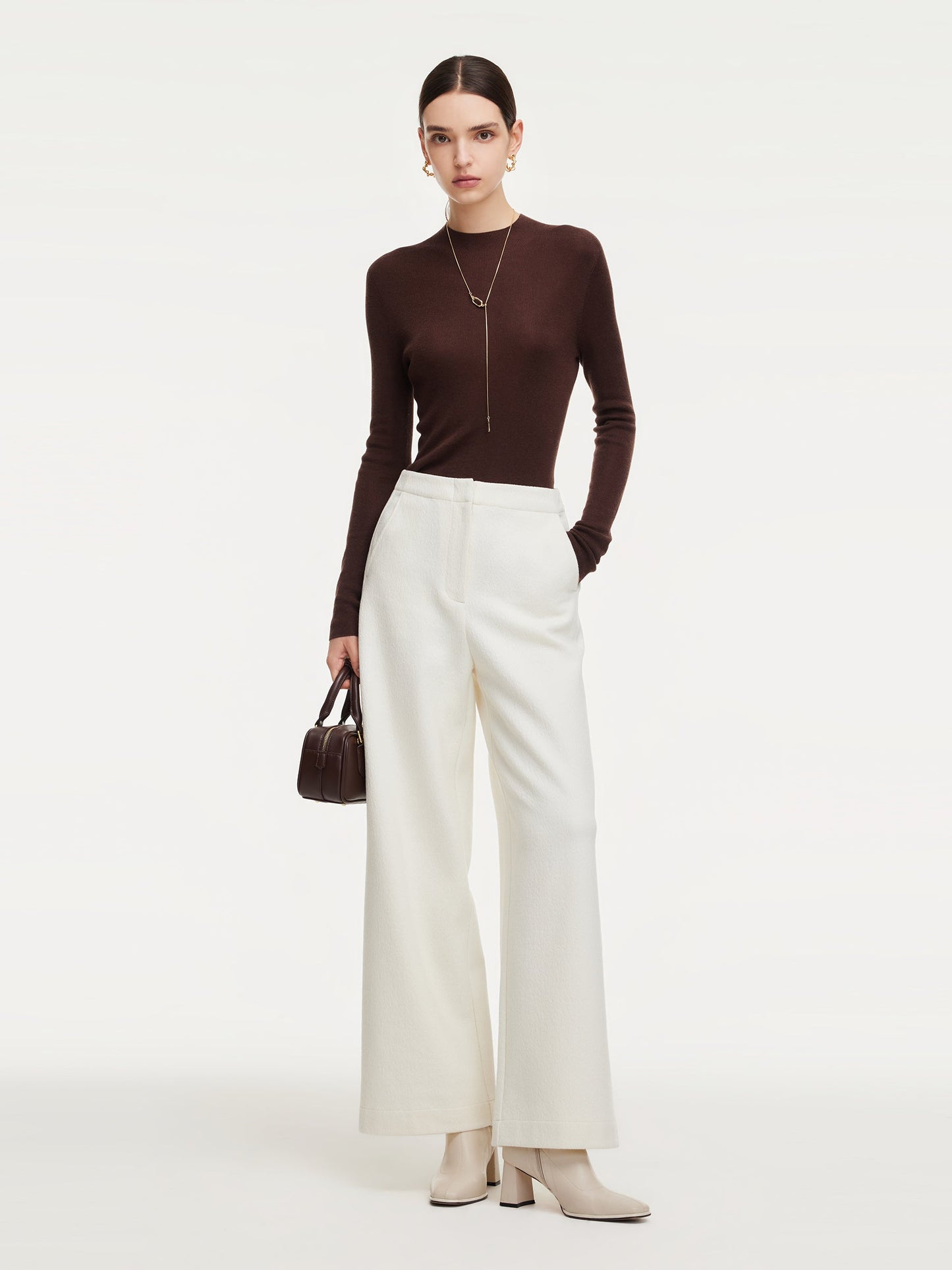 Adjustable Waist Straight Wide Leg Women Pants