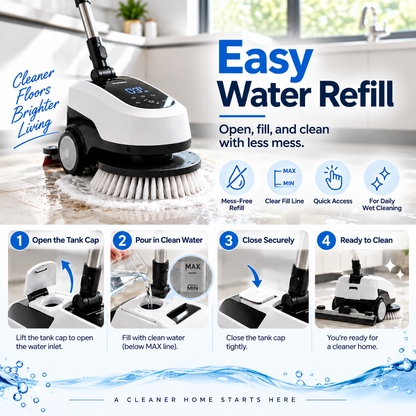 UltraClean 3-in-1 Electric Floor Scrubber – Rotating Brush, Squeegee & Mop Cleaning System