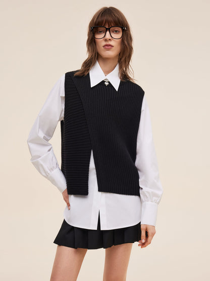 Knit Tank Top And Long Sleeve Shirt Two-Piece Set