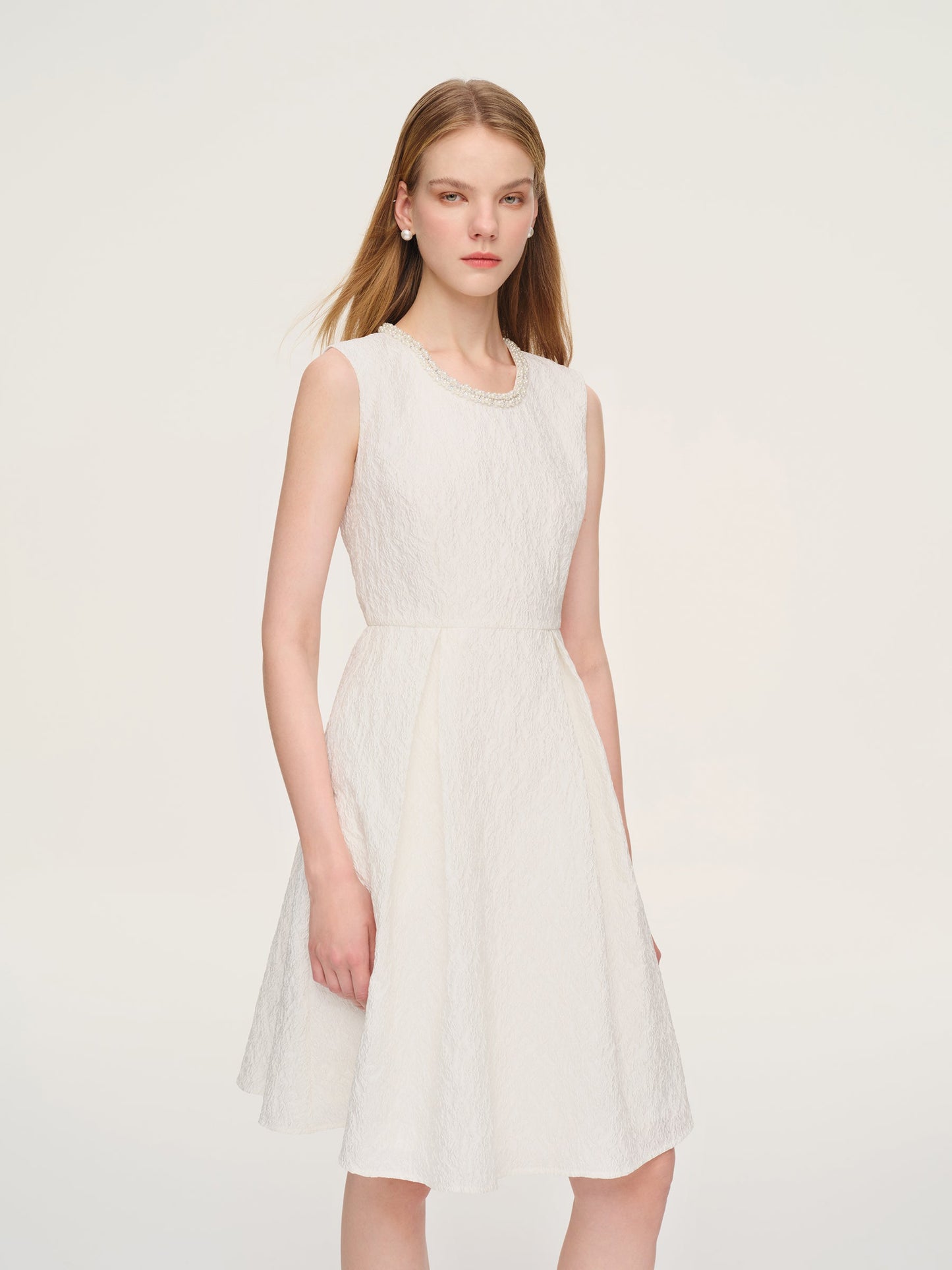 Jacquard Sleeveless Women Mini Dress