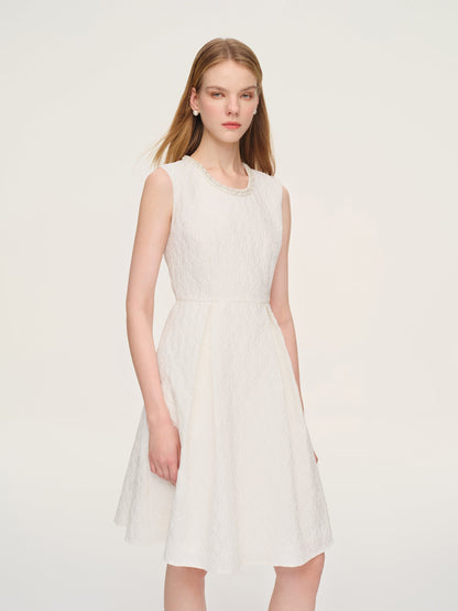 Jacquard Sleeveless Women Mini Dress