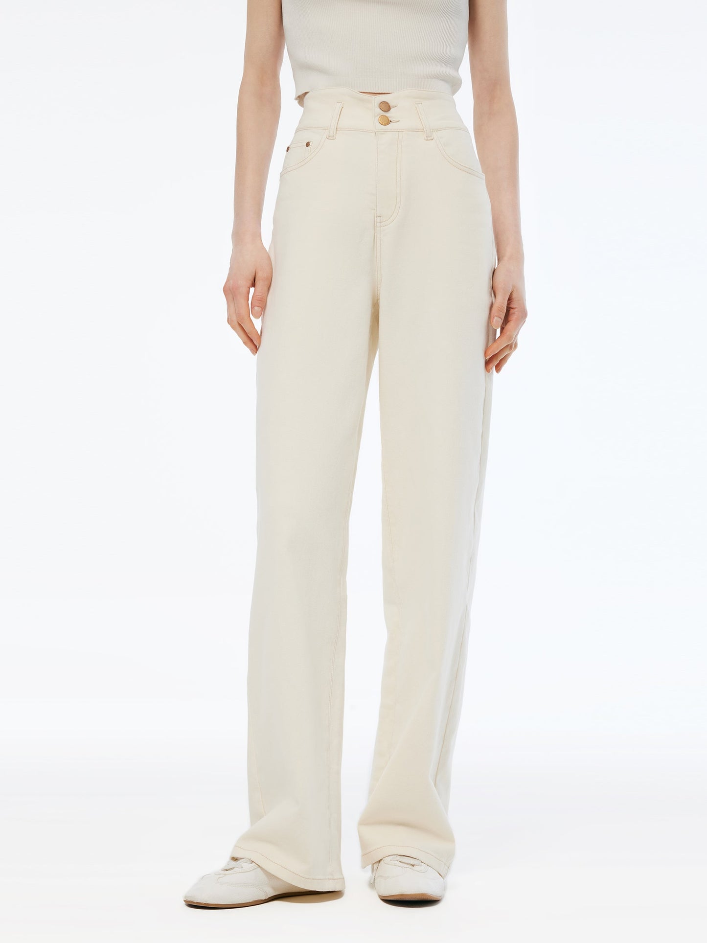 Denim High Waisted Women Loose Fit Straight Jeans