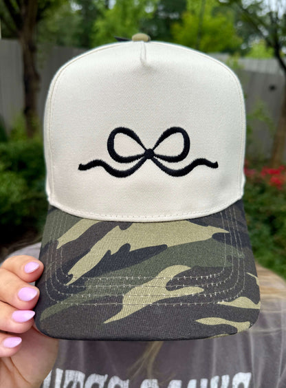 Camo Embroidered Bow Hat