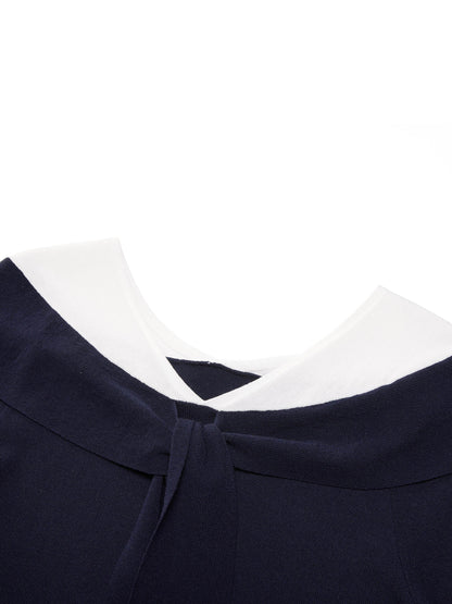 Tencel Blend Color Block Tie Front Women Knit Top