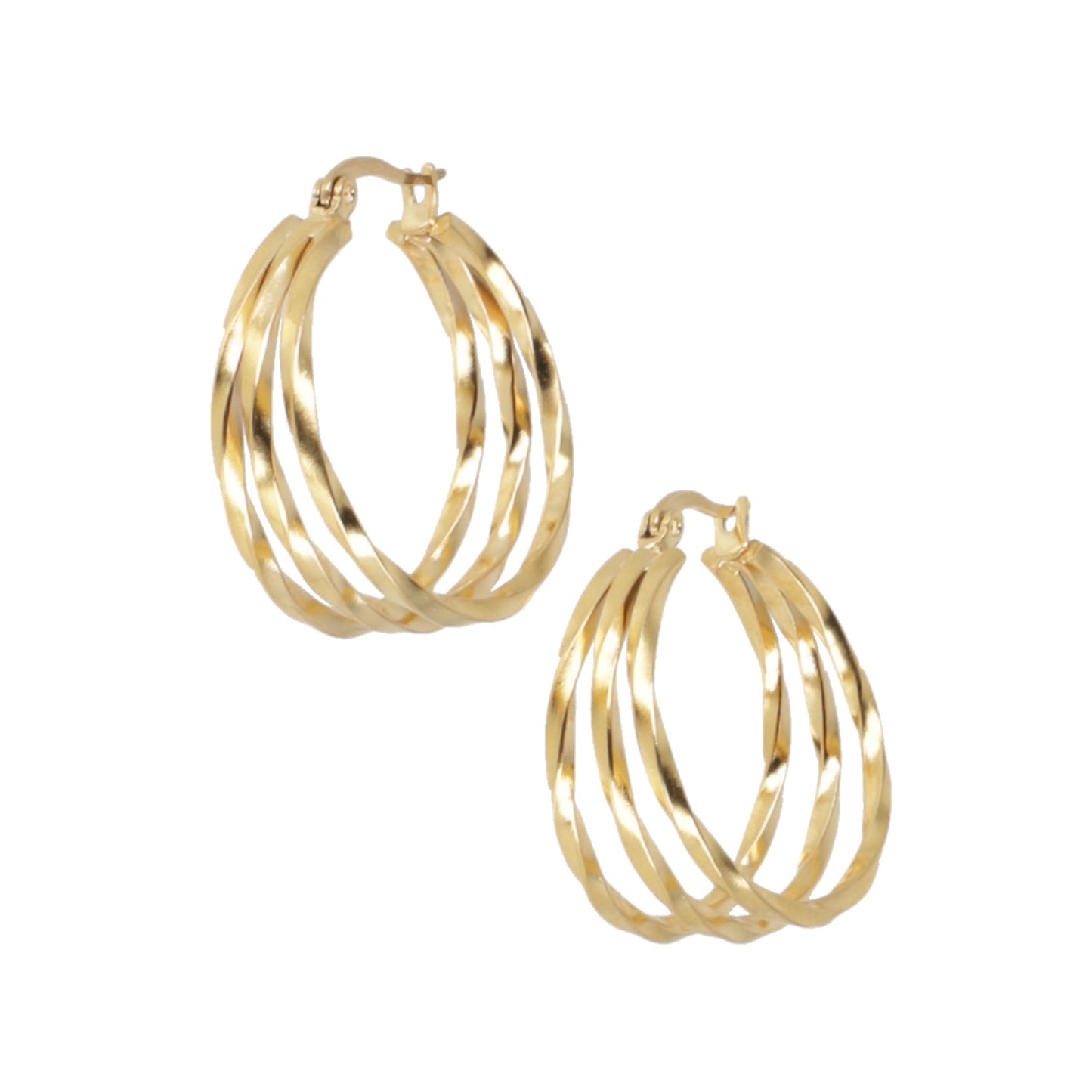 28mm Triple Twisted Hoop Earrings (Gold Plated)