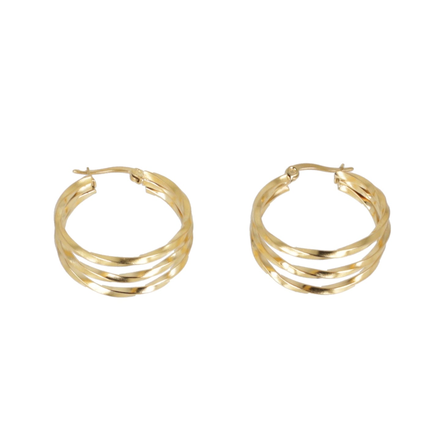 28mm Triple Twisted Hoop Earrings (Gold Plated)