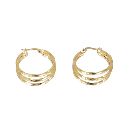 28mm Triple Twisted Hoop Earrings (Gold Plated)