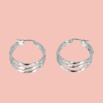 28mm Triple Twisted Hoop Earrings