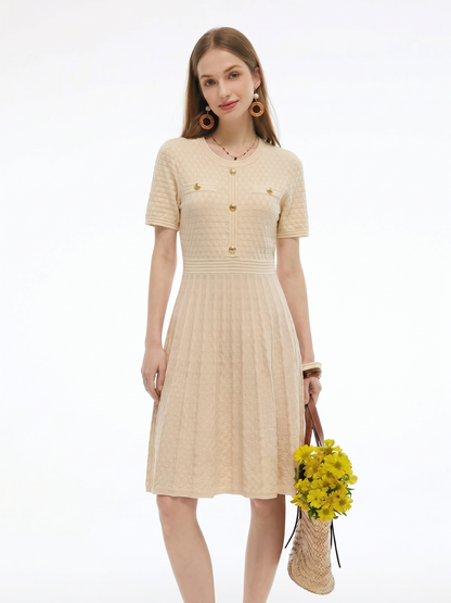 Tencel Blend Gathered Waist Women Textured Midi Dress