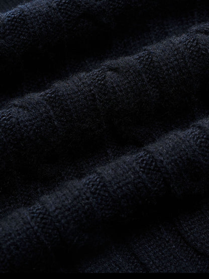 Wool Blend Cable Knit Women Sweater With Detachable Collar And Cuffs