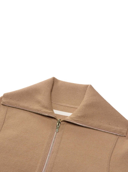 Lyocell Wool Blend Stripe Reversible Zip-Up Women Cardigan