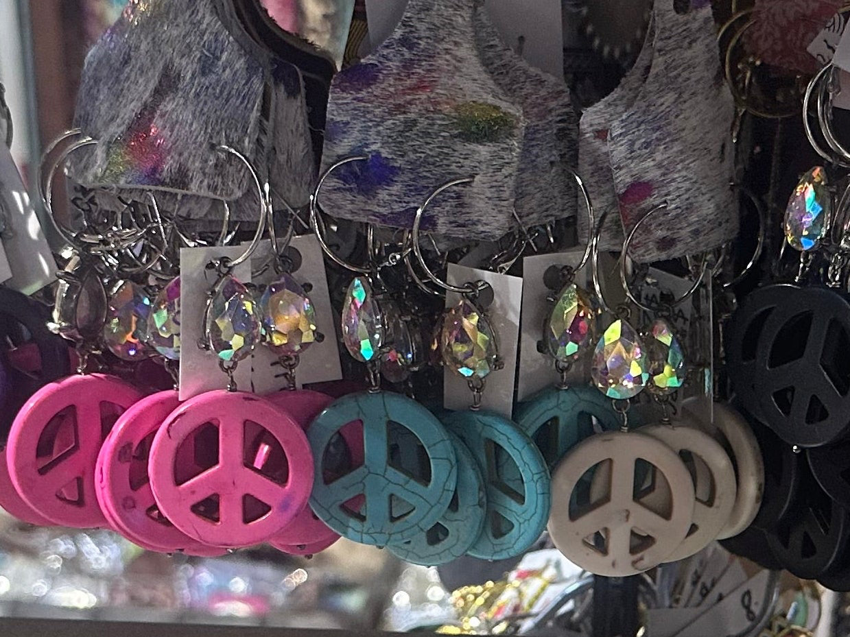 Peace Out Glam Hoop Earrings | Crystal Statement Hoops