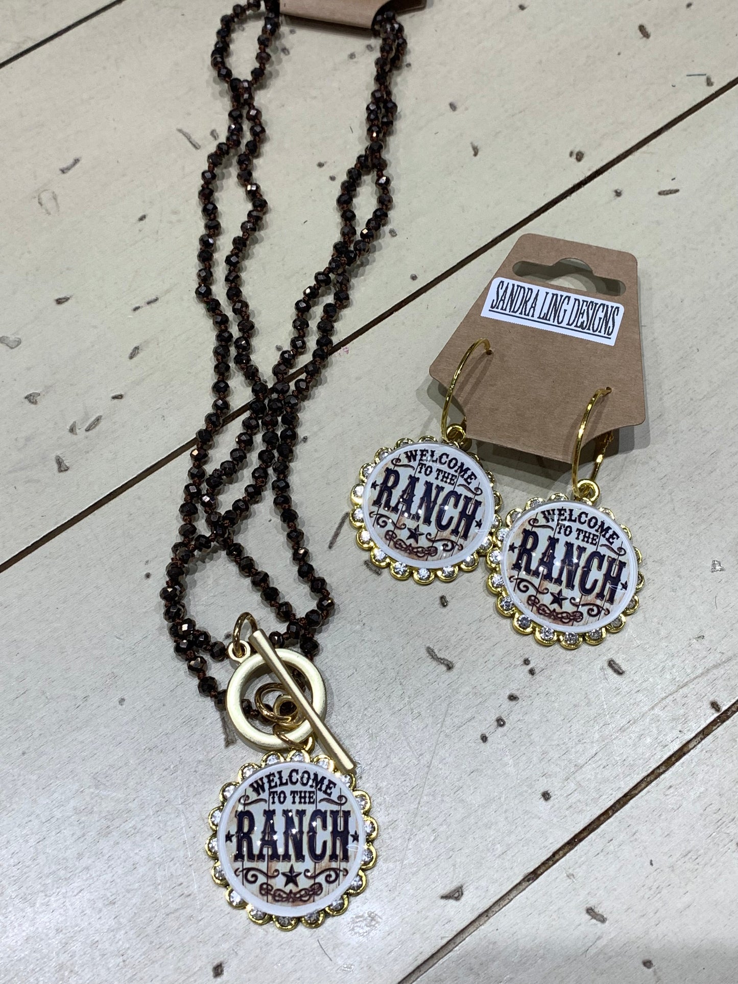 Welcome To The Ranch Earring/Necklace Set by Sandra Ling Designs