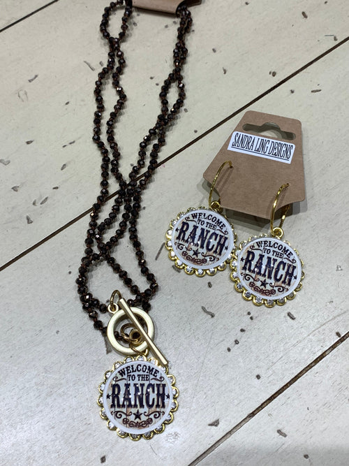 Welcome To The Ranch Earring/Necklace Set by Sandra Ling Designs