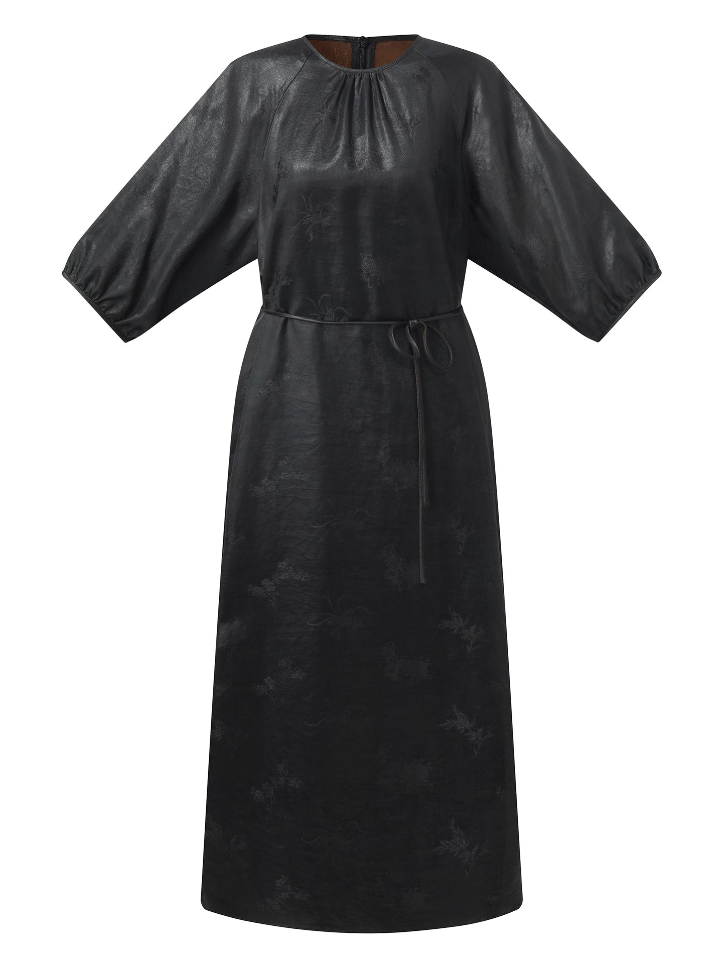 19MM Xiang Yun Silk Jacquard Women Self-Tie Belt Maxi Dress