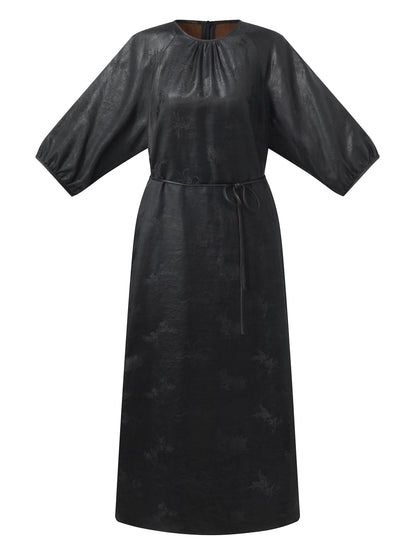 19MM Xiang Yun Silk Jacquard Women Self-Tie Belt Maxi Dress