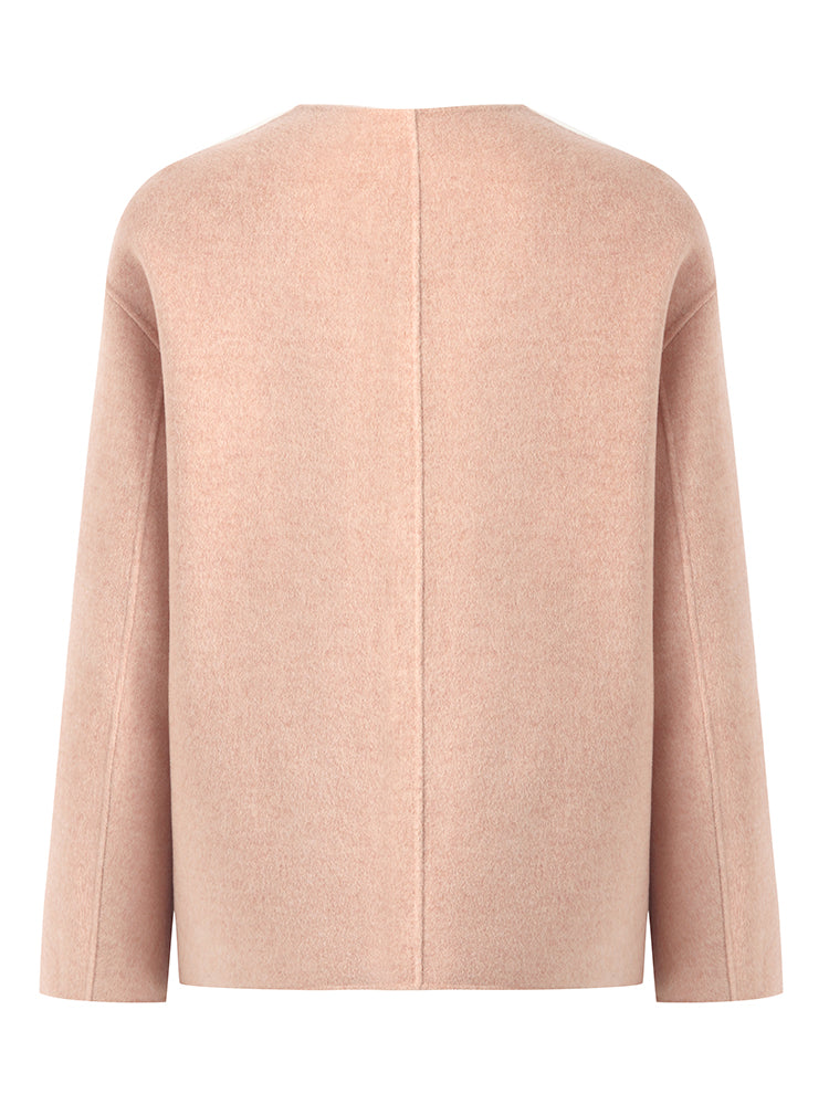 Pure Double-Faced Wool Round Neck Women Jacket