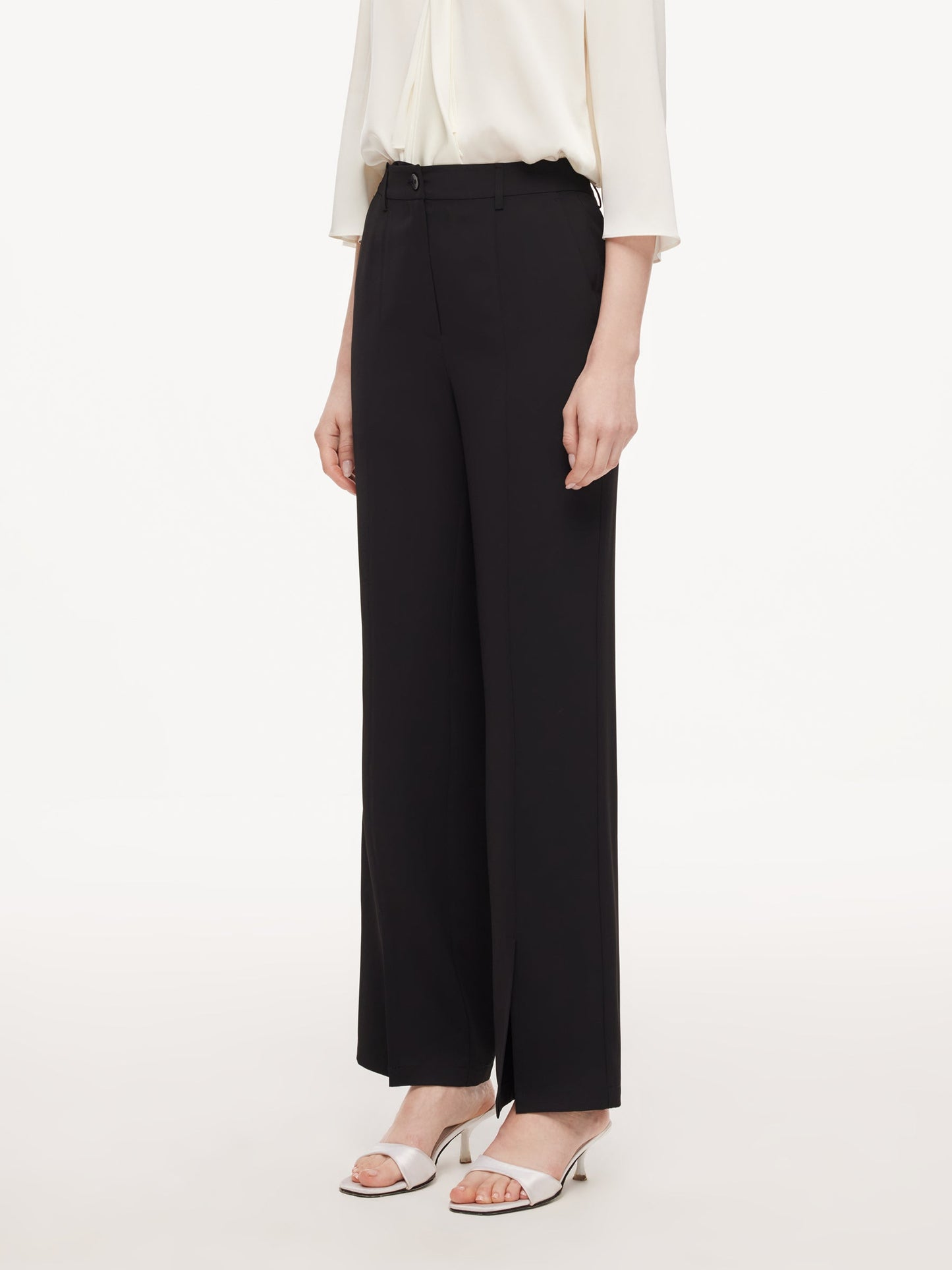 Four-Way Stretch Front Slit Women Micro-Flared Pants