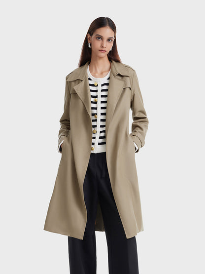 Worsted Woolen Women Trench Coat With Belt
