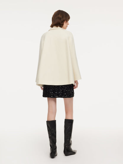 100% Wool Women Coat With Detachable Bowknot
