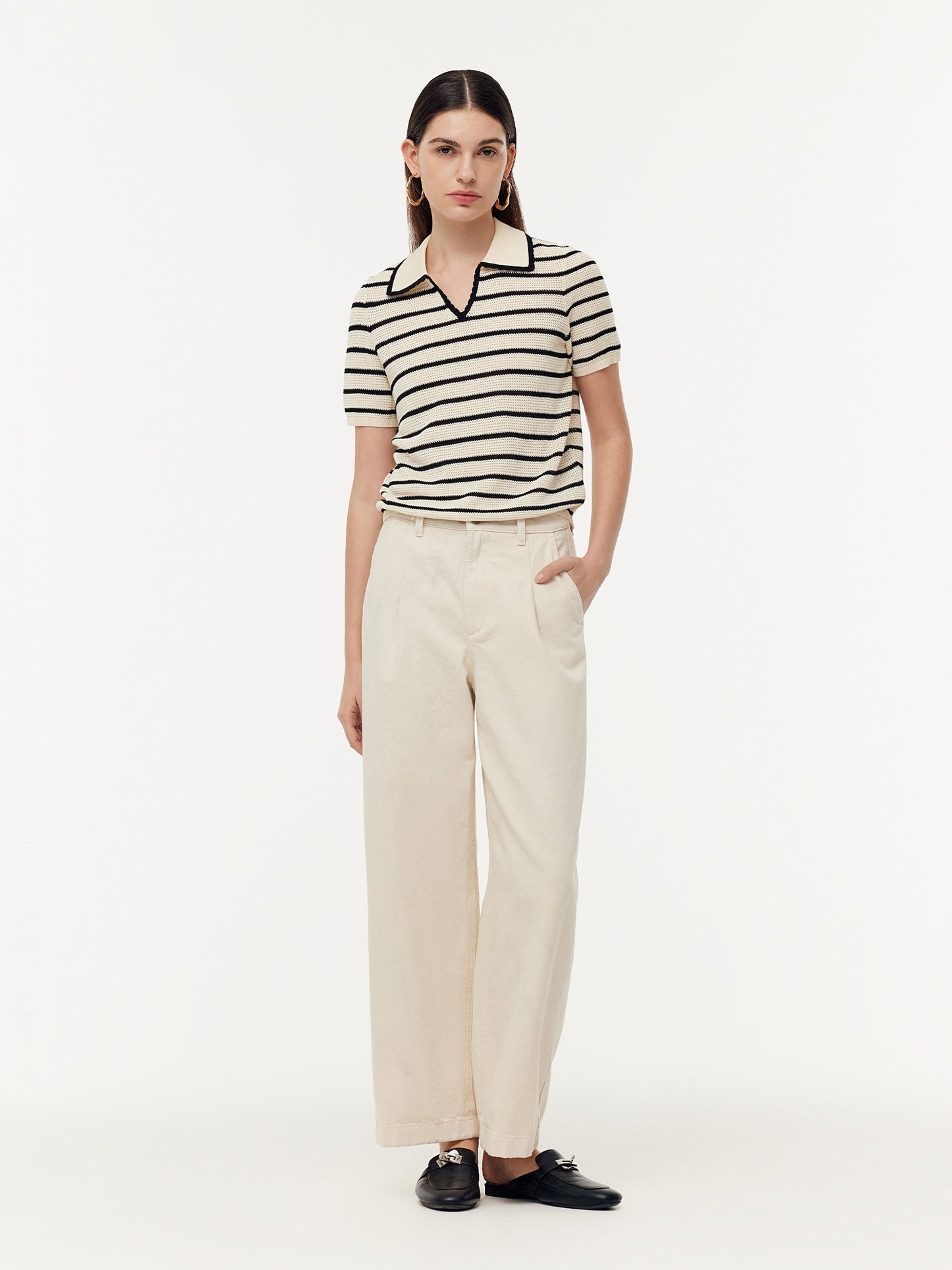 Tencel Blend Stripe Women Knit Top