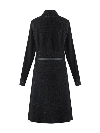 Wool Blend Patchwork Women Mini Dress