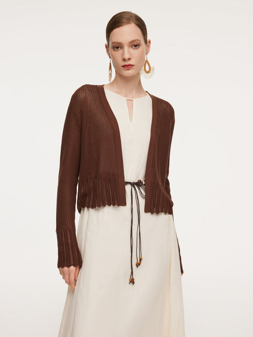 Tencel Mulberry Silk Blend Women Openwork Cardigan