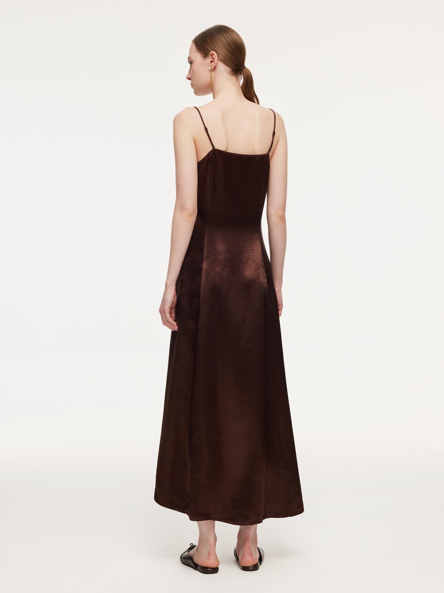100% Acetate Women Strap Maxi Dress With Floral Choker And Eye Mask