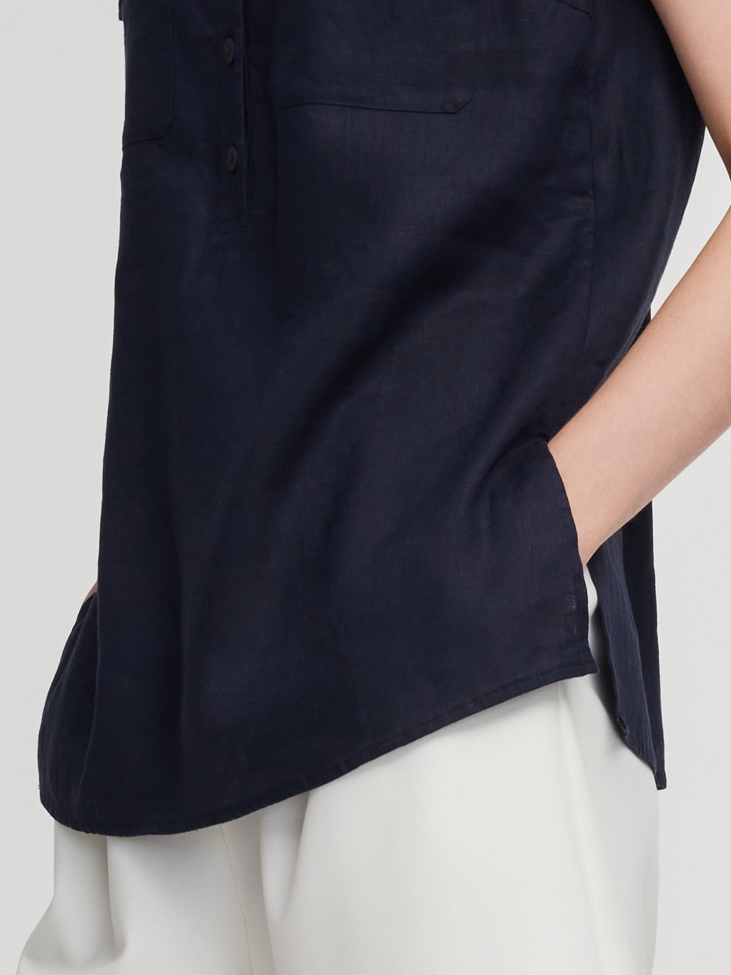 100% Linen Sleeveless Women Shirt