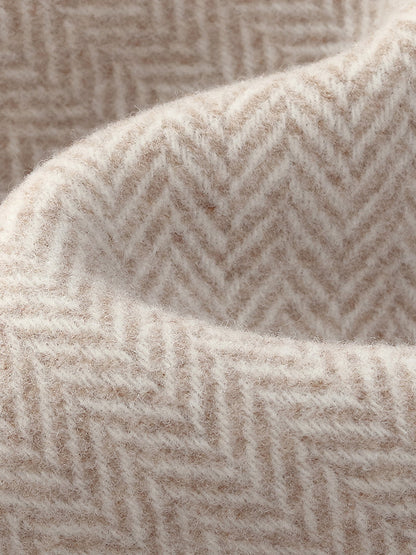 Cashmere Wool Blend Women Coat With Fringe Scarf