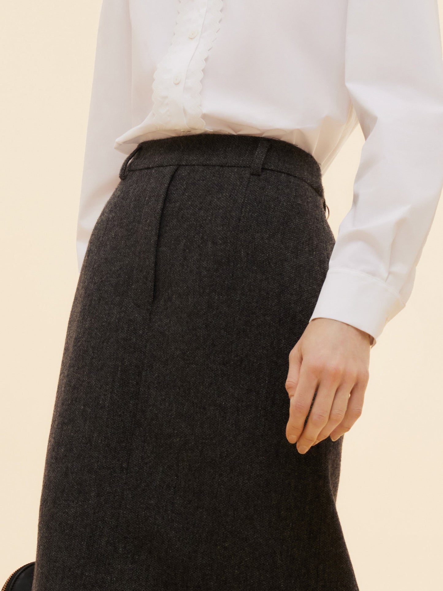 100% Washable Wool Back Slit Women Mermaid Skirt