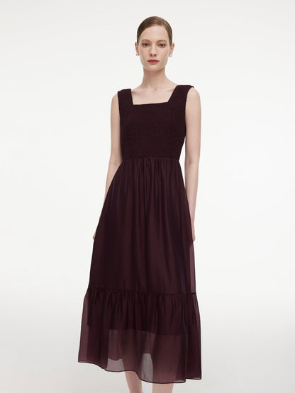 [Preview] Reversible A-Line Women Sleeveless Maxi Dress With Bowknot Ribbon