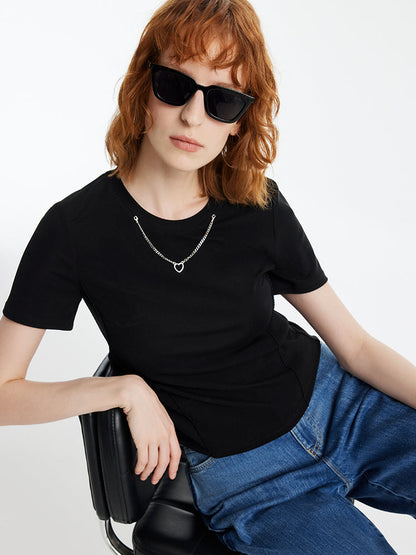 Slim Women T-shirt With Detachable Chain