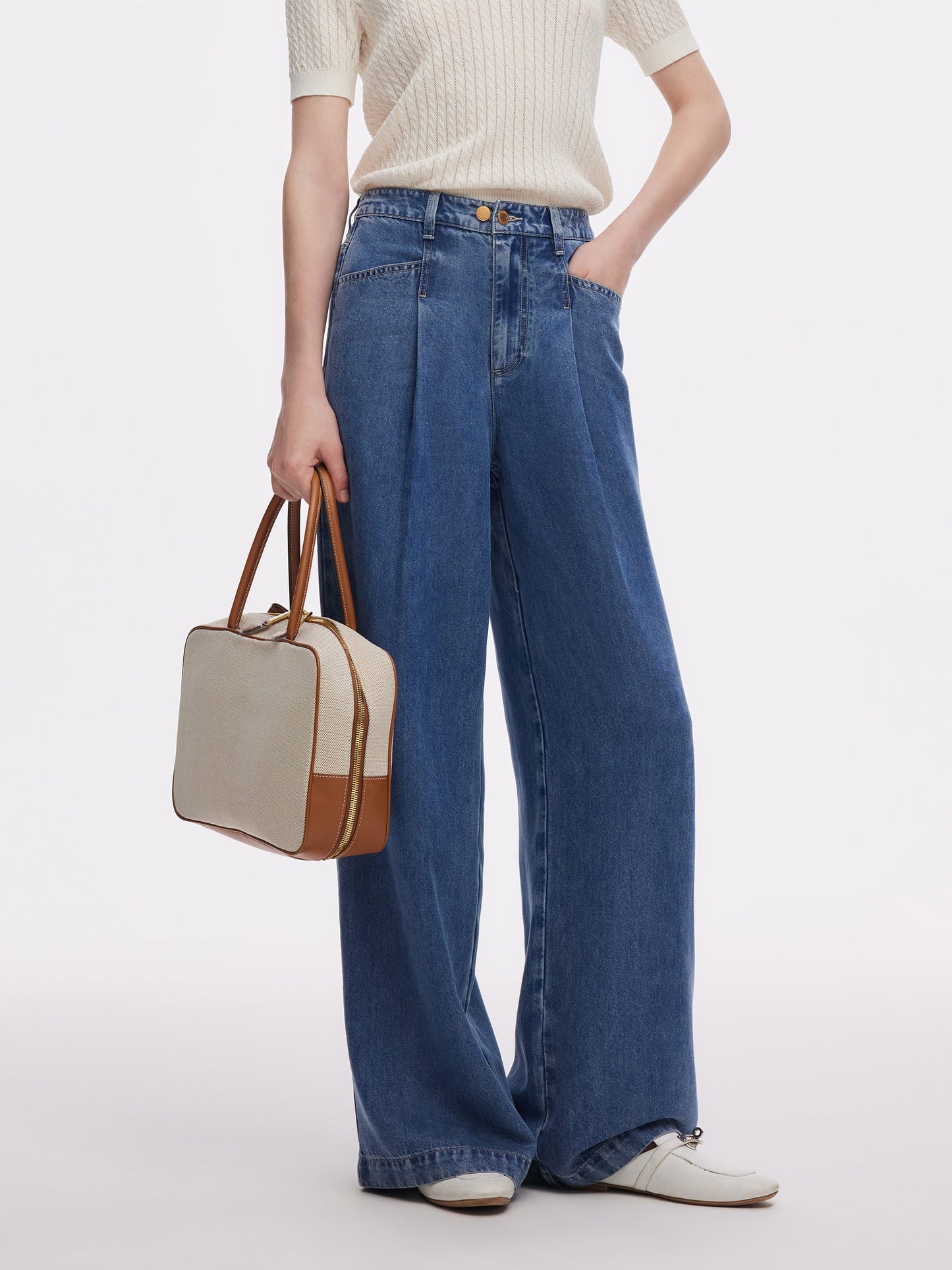 100% Tencel Denim Women Adjustable Waist Jeans