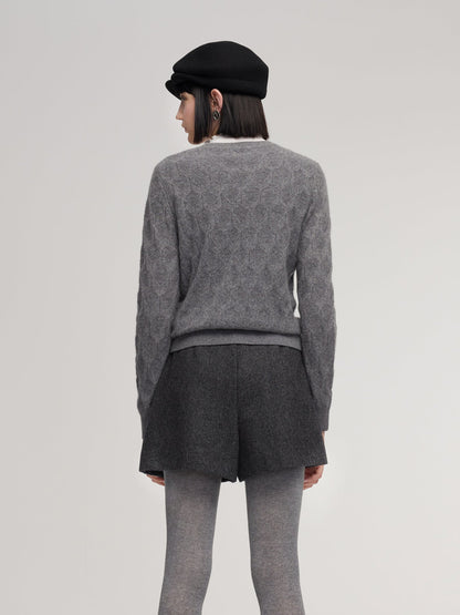 100% Cashmere Jacquard Women Cardigan