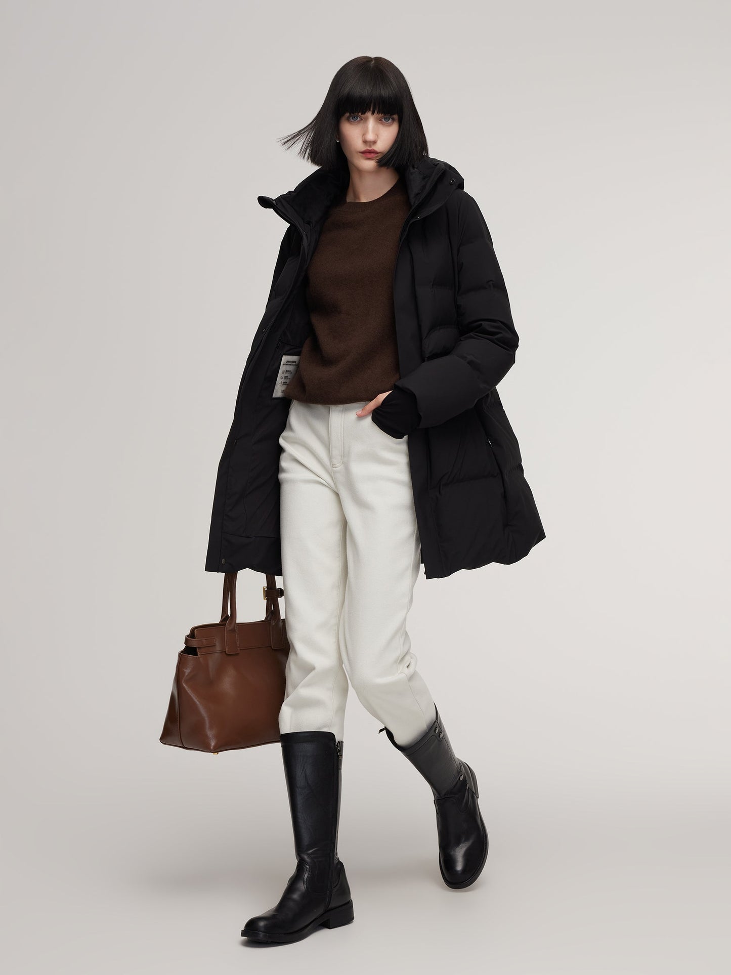 Thermal Tech Back Hooded Goose Down Coat