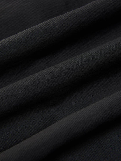 Lyocell Blend Black Ruffle-Detailing Women Tank Top